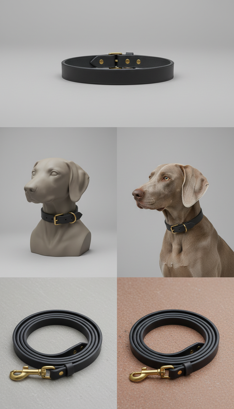 Hundehalsband aus schiefergrauem Leder
